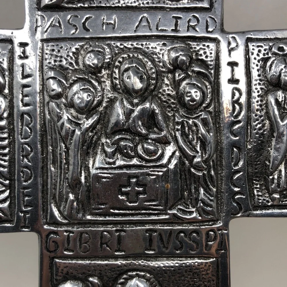 Vintage Pewter Cross Silver Tone Religious Decor